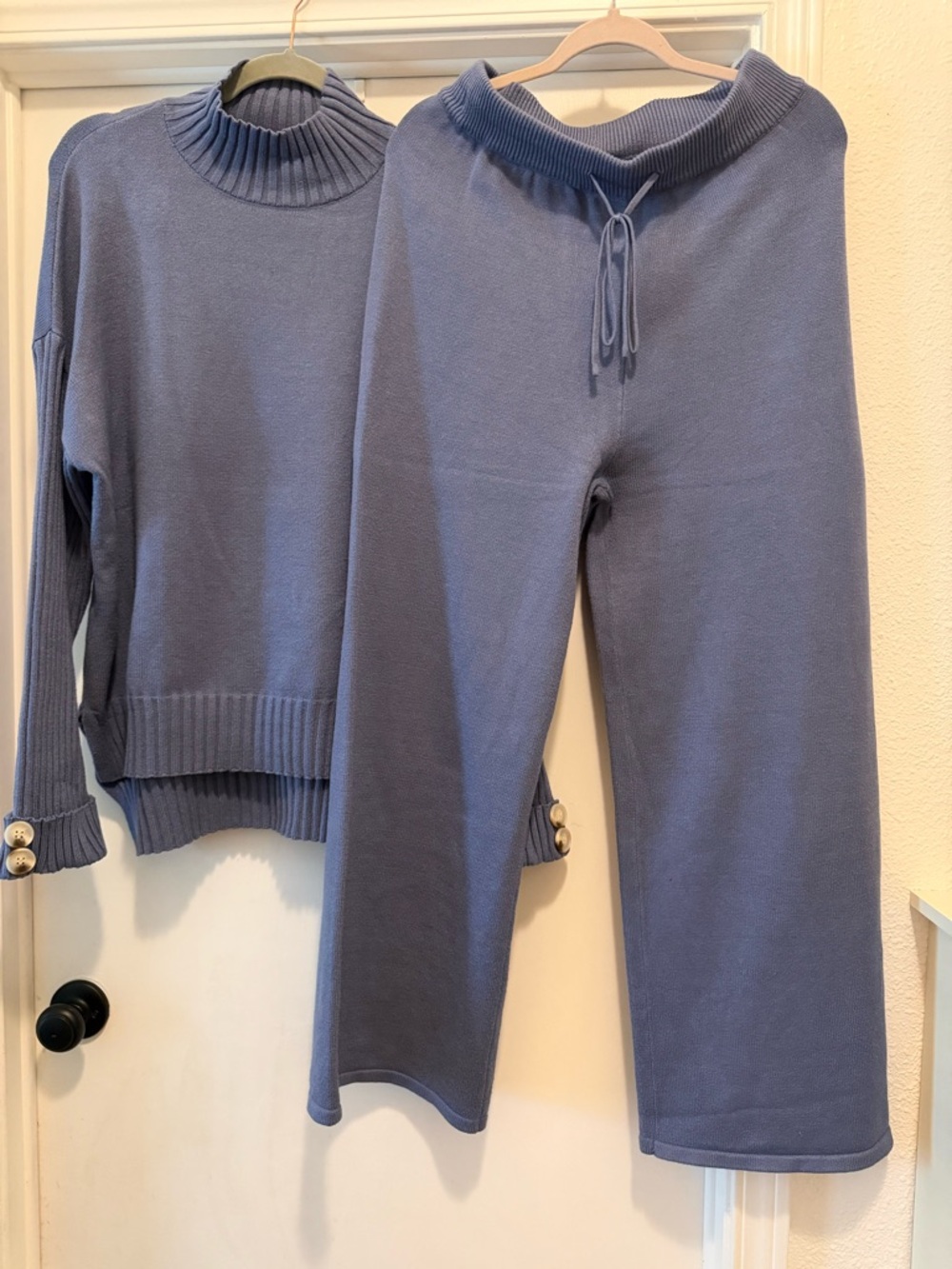 Cozy Two-Piece Knit Set in Dusty Blue